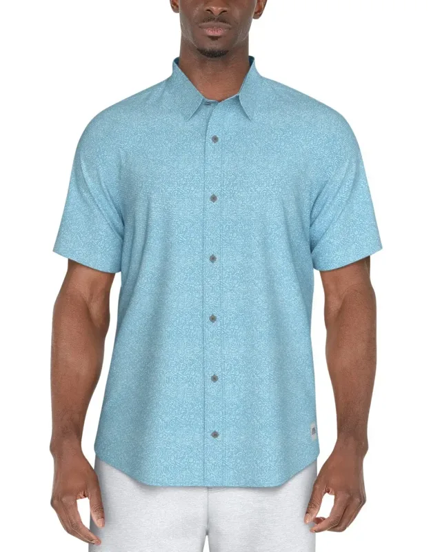 Shirt With Allover Print Short Sleeve Button-up