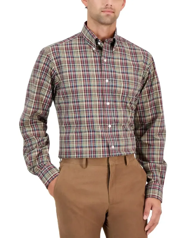 Dress Shirt Safari Biking Plaid Cotton Button Down
