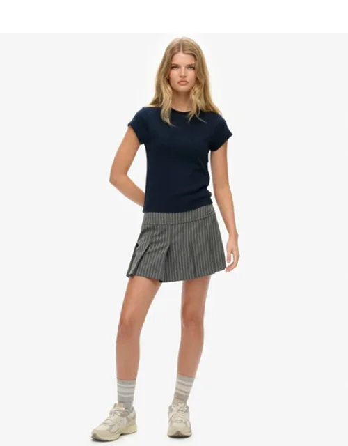 Pinstripe Pleat Mini Skirt