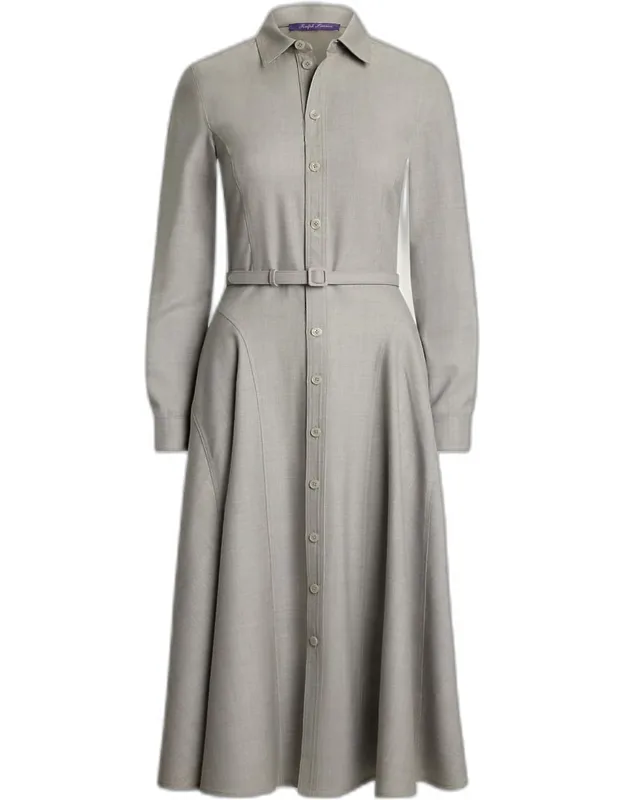Safford Long-sleeve Belted Midi Shirtdress