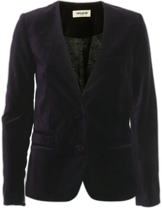 Embroidered Velvet Blazer