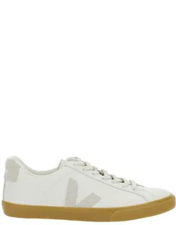 Esplar Low Top Sneakers With Contrasting Heel And Logo Patch In Leather