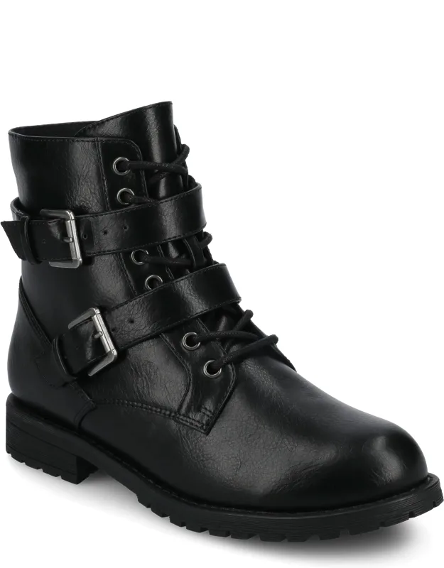 Juliah Buckle Detail Lace-up Ankle Boots