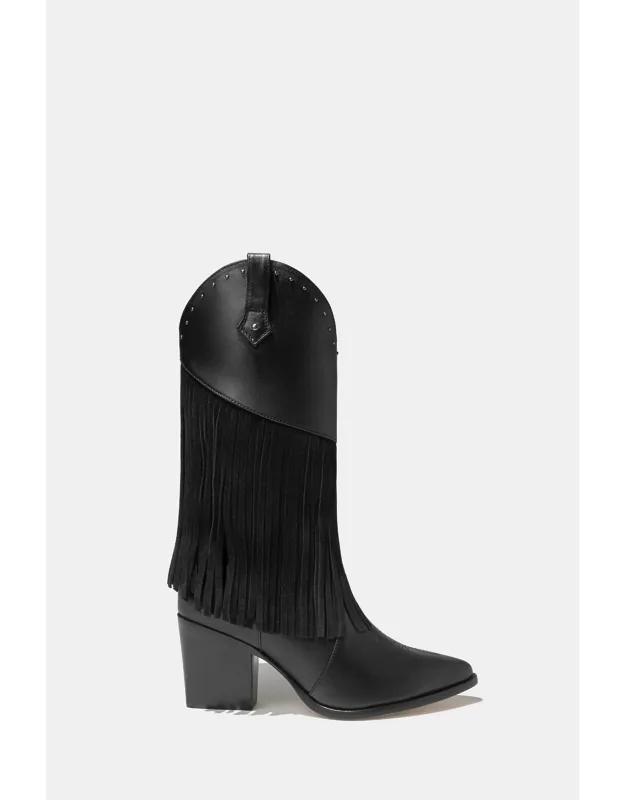 Leather Fringe Boots