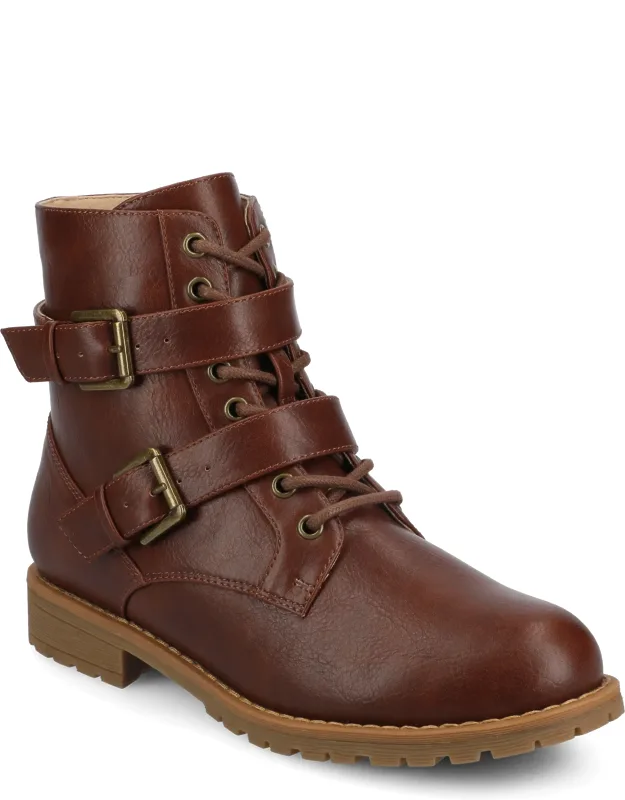 Juliah Buckle Detail Lace-up Ankle Boots