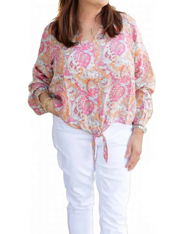 Paisley Printed Long Sleeve Top