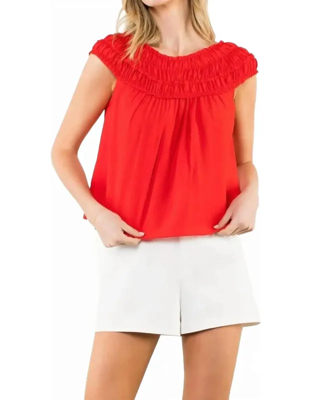 Shirred Round Neck Top