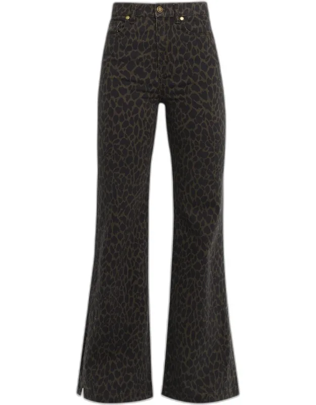 Printed Wide-leg Jeans