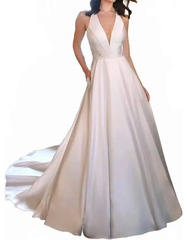Classic V-neckline Ballgown Wedding Dress