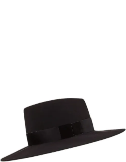 Wool Panama Hat With Velvet Ribbon
