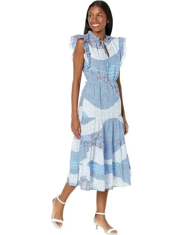 Dress Petite Colorblock Tiered A-line Boho
