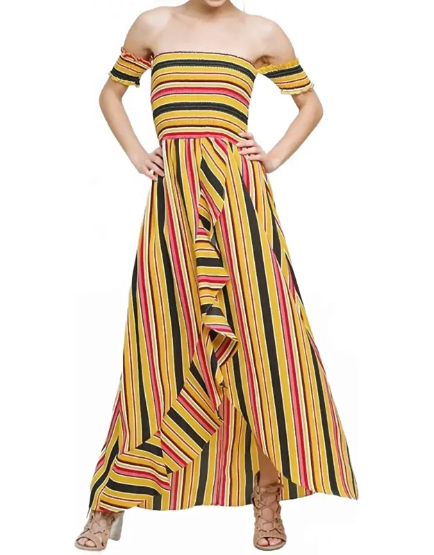 Striped Ruffle Tulip Maxi Dress