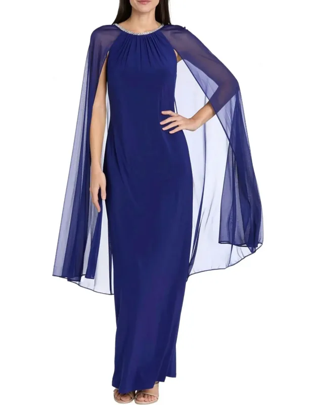 Rhinestone Neck Long Evening Dress