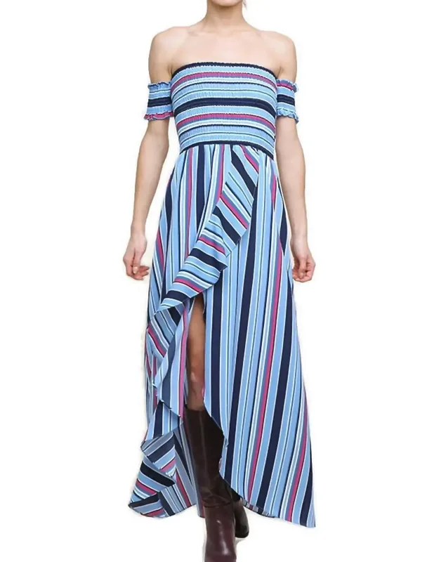 Striped Ruffle Tulip Maxi Dress