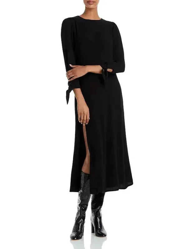 Cutout Side Slit Round Neck Dress