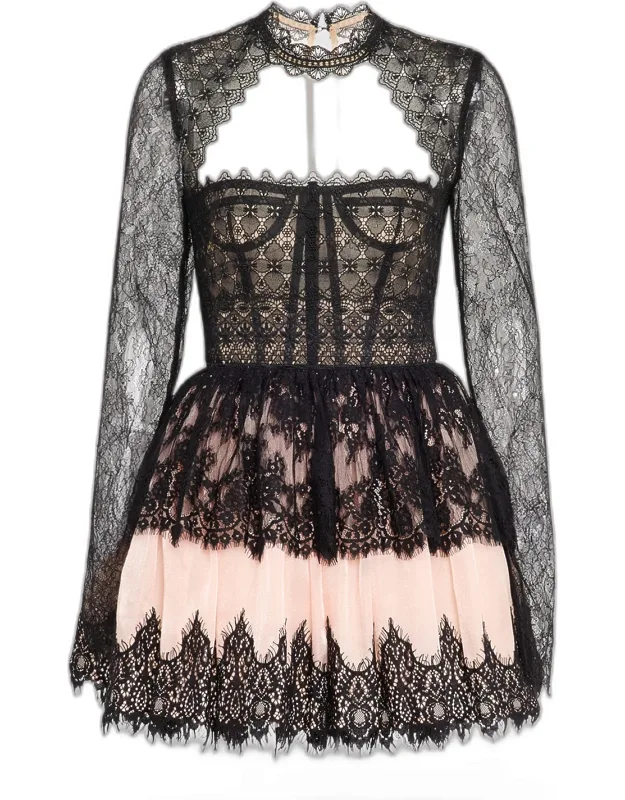 Illusion Corset Lace Mini Dress