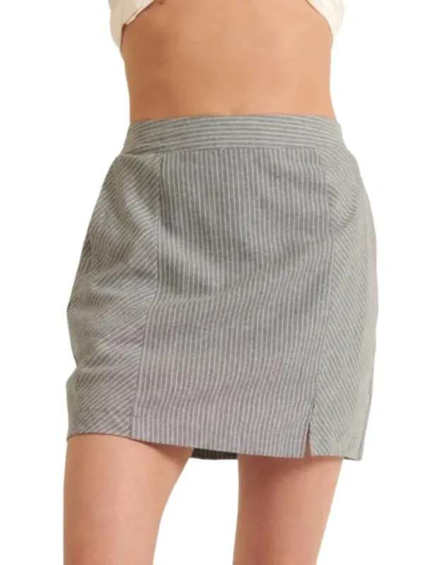 Banded Front Waist Pinstripe Mini Skirt
