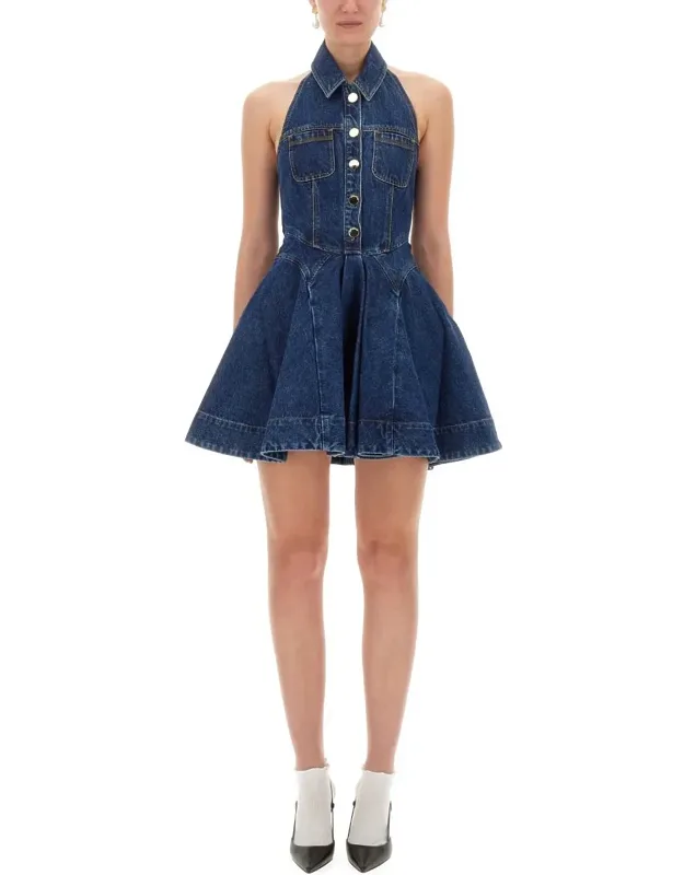 Denim Flared Mini Dress