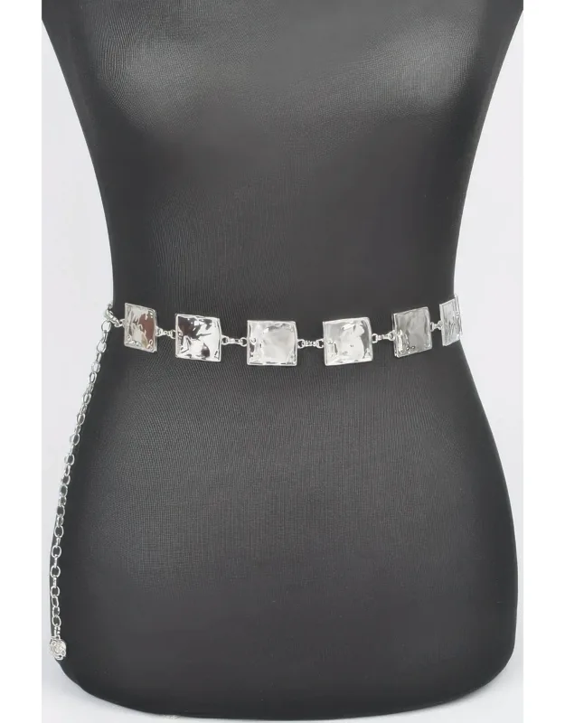 Hammered Square Metal Chain Belt