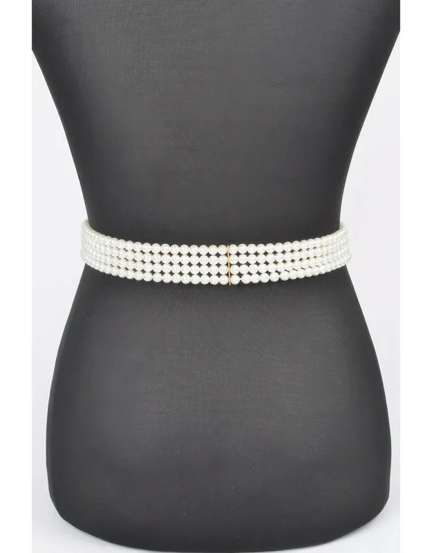 Faux Pearl Elastic Belt