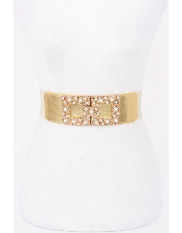 Pearl Metal Buckle Elastic Belt