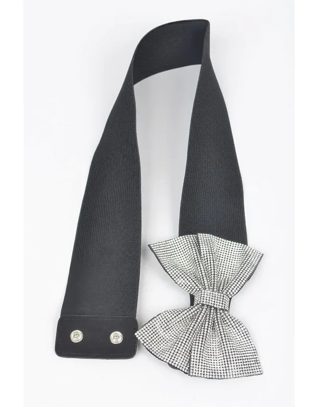 Rhinestone Ribbon Elastic Belt