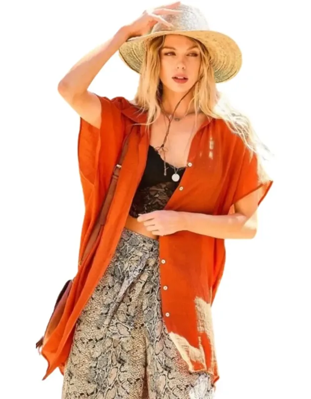 Collar Neck Button Down Robe