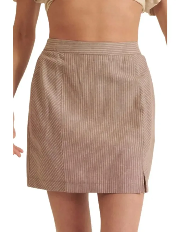 Banded Front Waist Pinstripe Mini Skirt