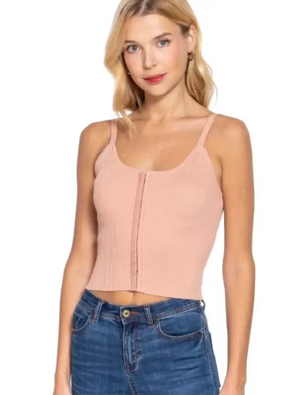 Front Closure Sweater Cami Top