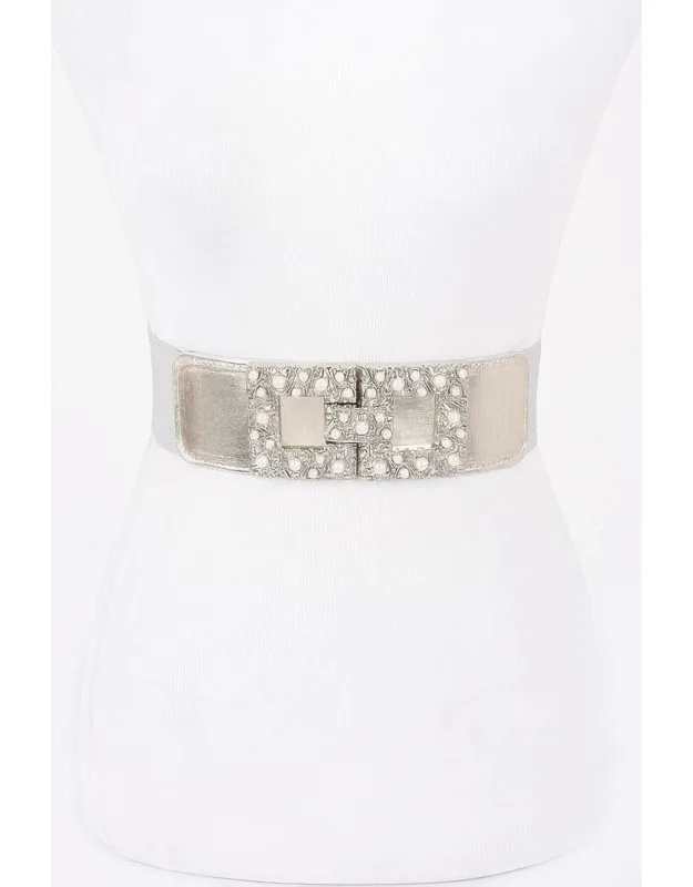 Pearl Metal Buckle Elastic Belt