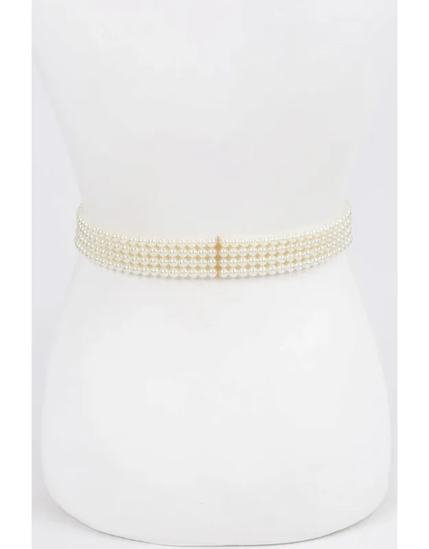 Faux Pearl Stretch Belt