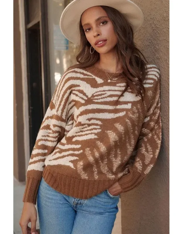 A Zebra Print Pullover Sweater