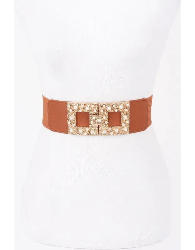 Pearl Metal Buckle Elastic Belt