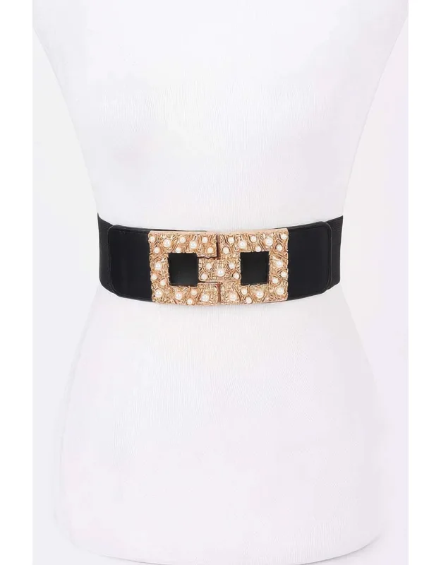 Pearl Metal Buckle Elastic Belt