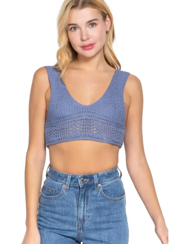 Textured Crop Sweater Tank