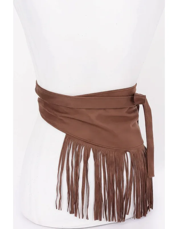 Faux Suede Fringe Belt