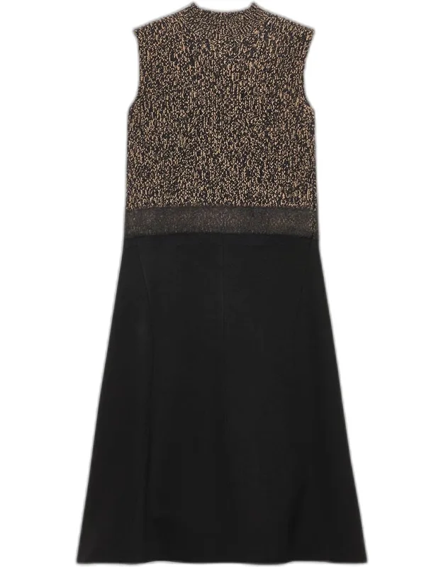Shetland Mouline Sleeveless Two-tone Midi Dress