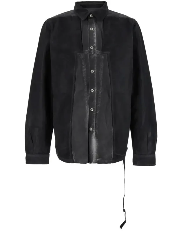 'splintered' Shirt With Classic Collar And Faded Effect In Cotton