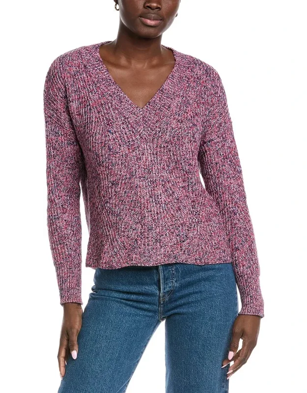 Marled Shaker V-neck Sweater