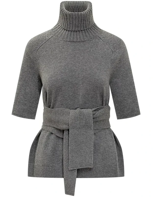 Short-sleeved Sweater With Belt
