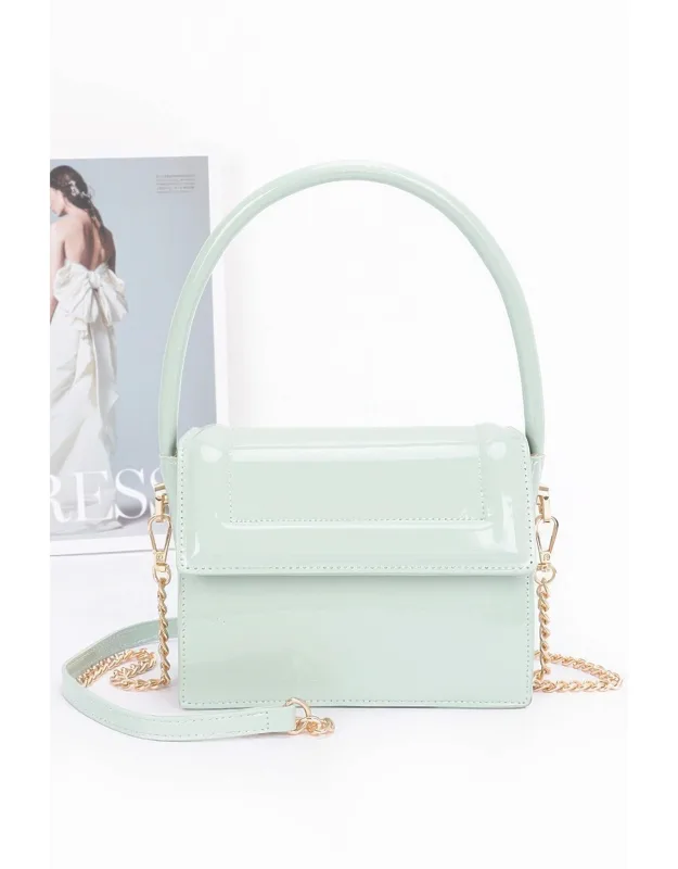 Enamel Top Handle Flap Bag