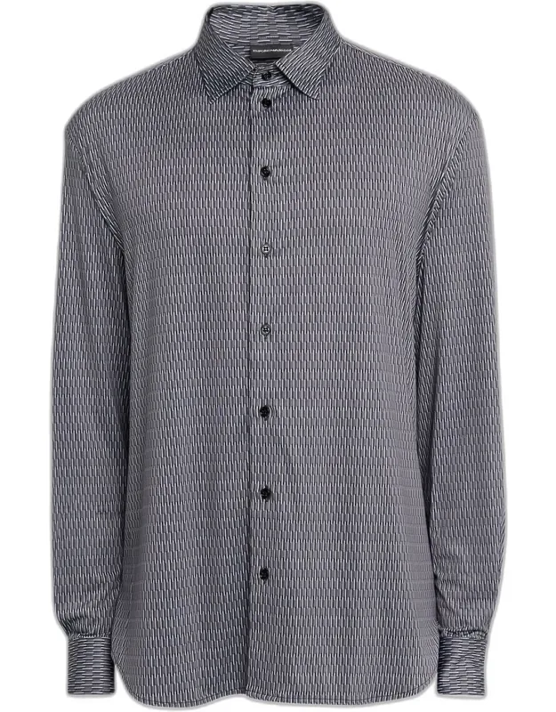Geometric Stretch Sport Shirt
