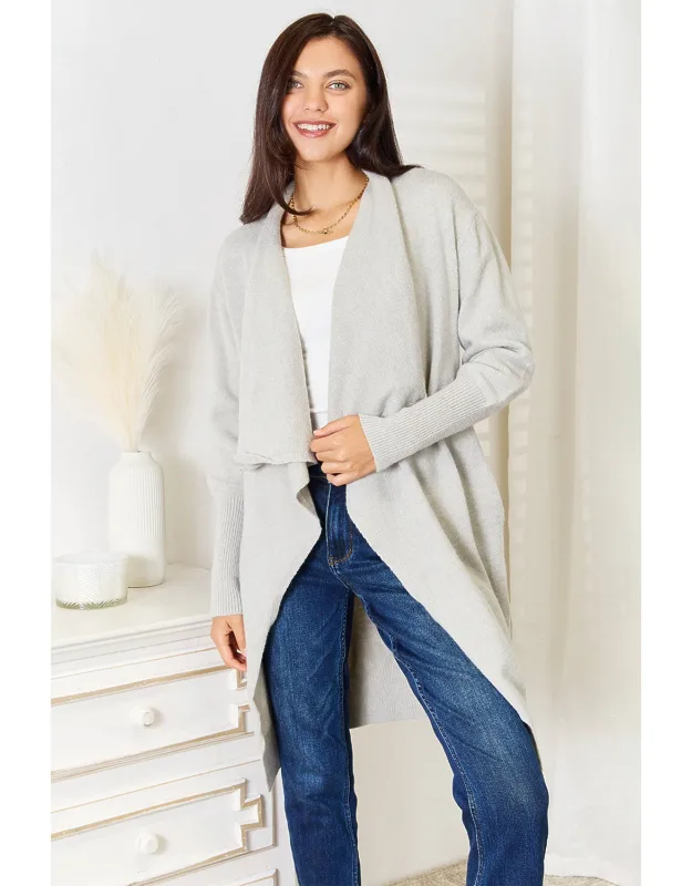 Open Front Duster Cardigan With Pockets
