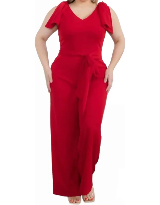Sleeveless Bow Shoulder Jumpsuit