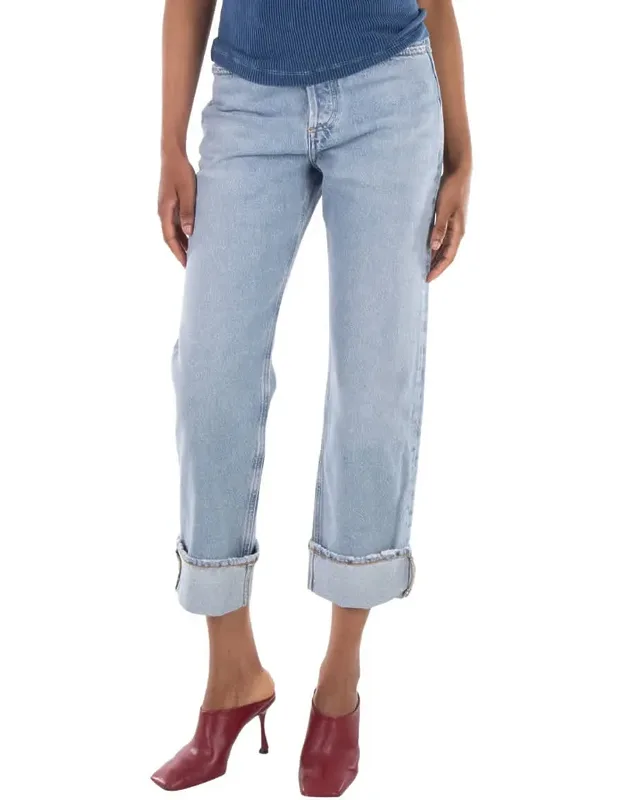 Marbled Fran Low Slung Straight Jeans