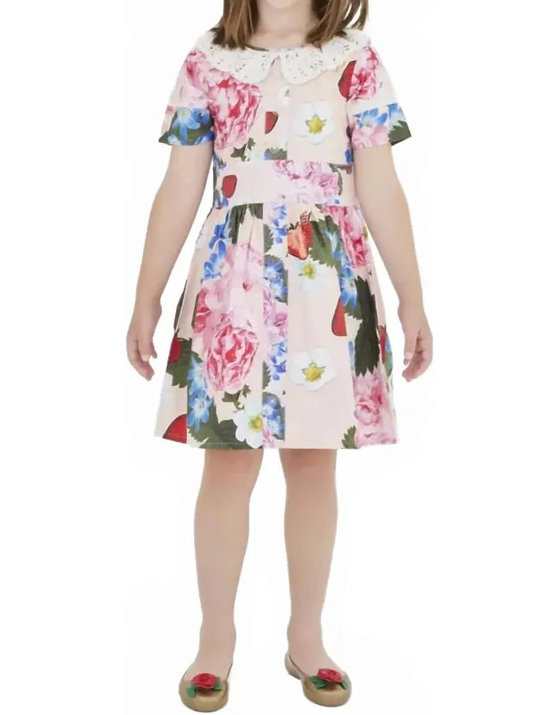 Strawberry & Peonies Printed Dress