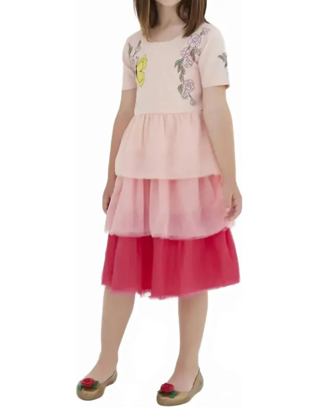 Butterfly Embroidered Layered Dress