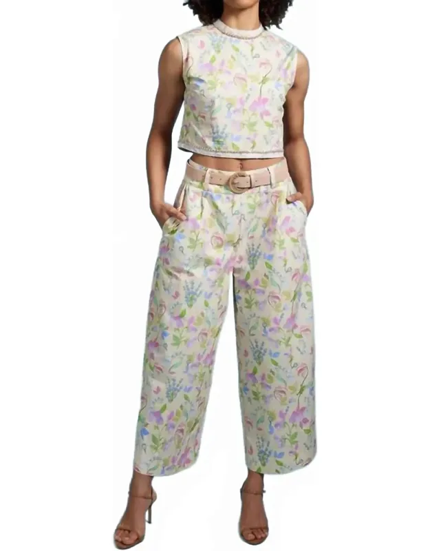 Floral Printed Cotton Pants