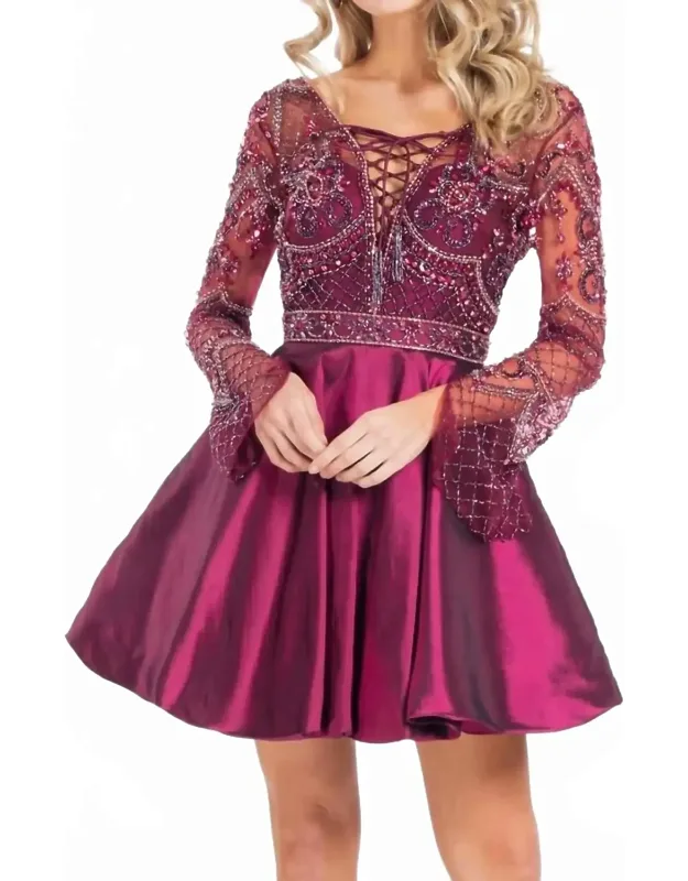 Beaded Mikado Short Prom Dress