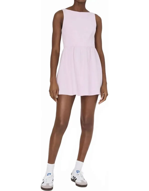 Whisper Boat Neck Notch Mini Dress